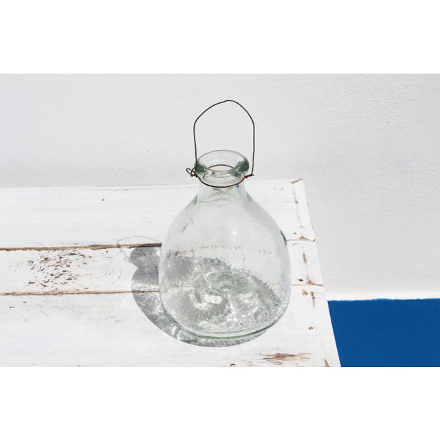 French 1980s Vintage French Fly Trap Glass Bottle With Relief Decoration For Sale - Image 3 of 13