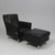 Set of Lounge Chair and Ottoman in Black Leather, 1980s, in Good conditions. Designed 1980 to 1989