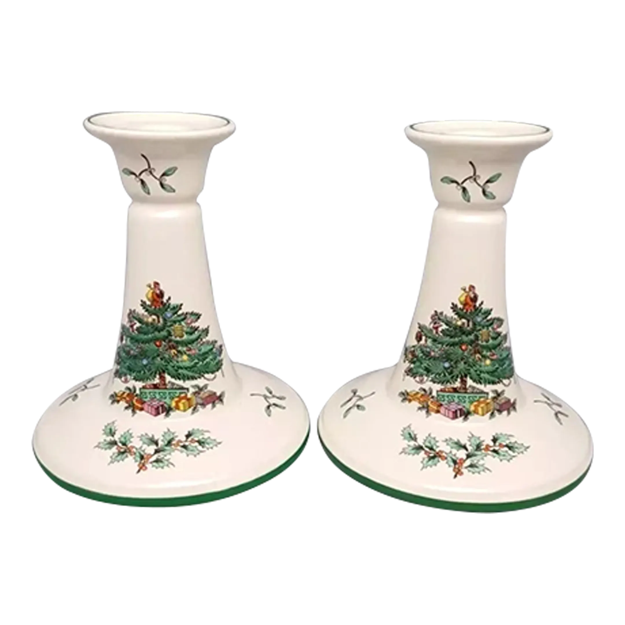 Vintage Spode Christmas Tree Candle Holders-Set of Chairish