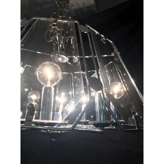 Mid 20th Century Mid 20th Century Smoked Glass and Chrome Chandelier in the Style of Fredrick Raymond For Sale - Image 5 of 13