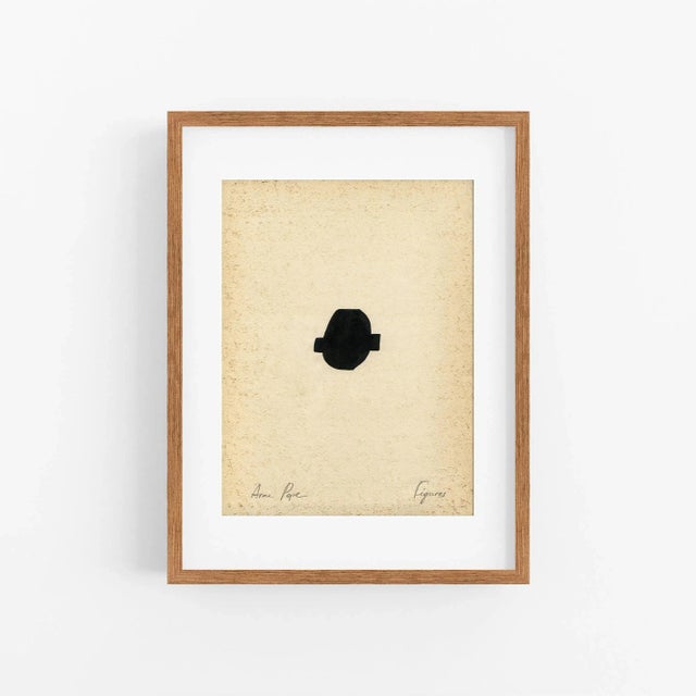 Contemporary "Figures" Contemporary Minimalist Ink Drawing on Vintage Paper For Sale - Image 3 of 4