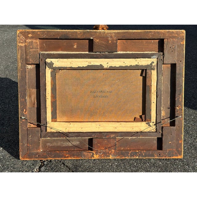 Exceptional + Original 19th C. English School Oil on Canvas in Bold Gilt Frame For Sale - Image 9 of 11