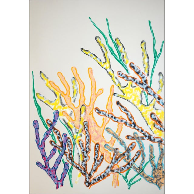 2026, Naturalistic Seascape, Coral Forest Ii, Illustration Style Diptych, Gouache Crayon on Paper by Romina Milano For Sale - Image 4 of 10