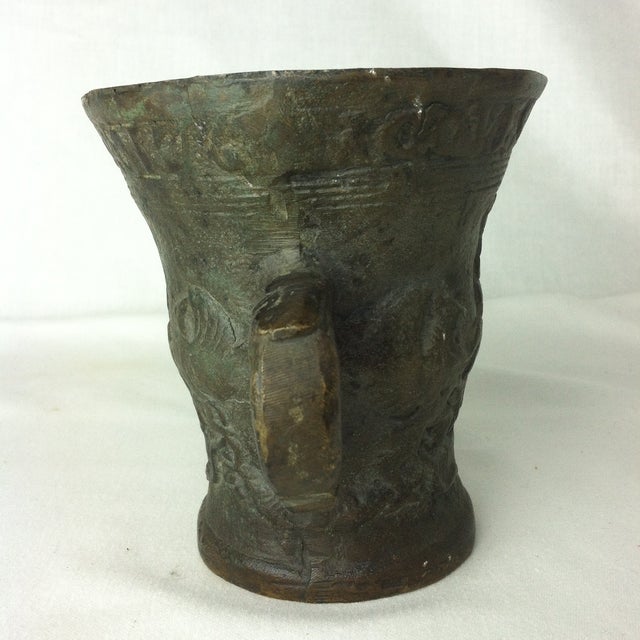 Rustic European Antique Lead German Mortar For Sale - Image 3 of 12