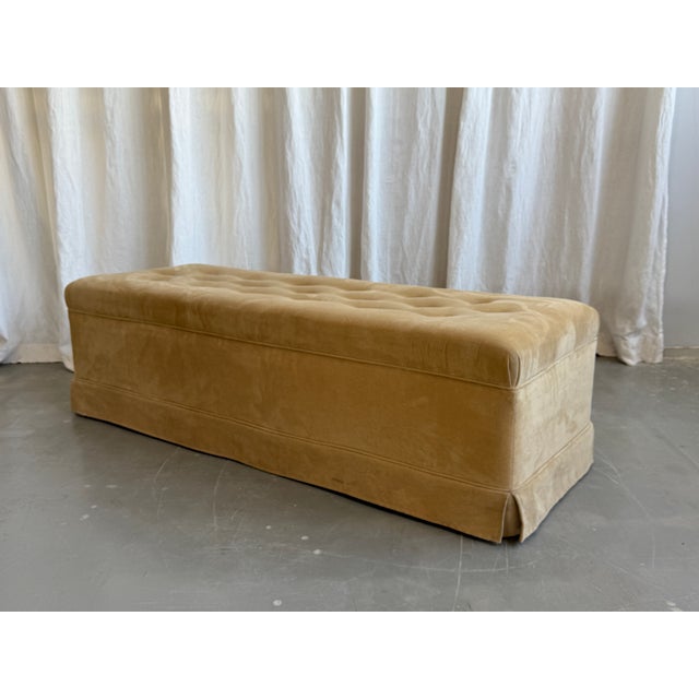Modern Beige Bench with Azure Buttons, Italy, 2000s For Sale - Image 6 of 18