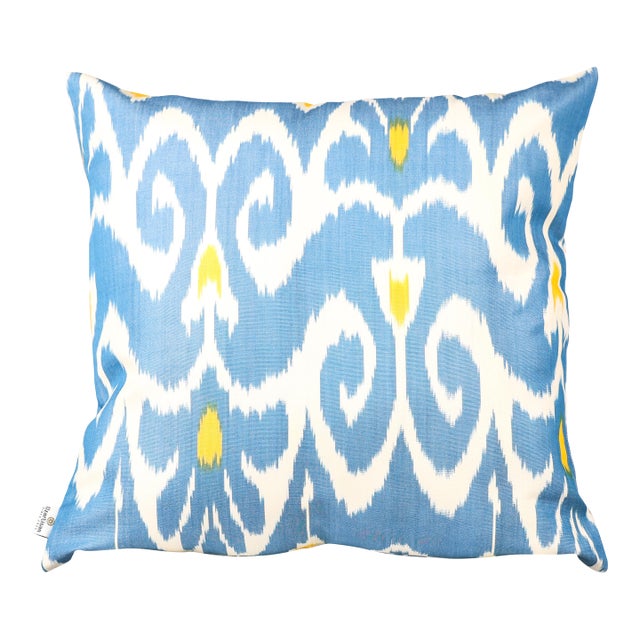 Blue Ikat Pillow Cover for Sale For Sale