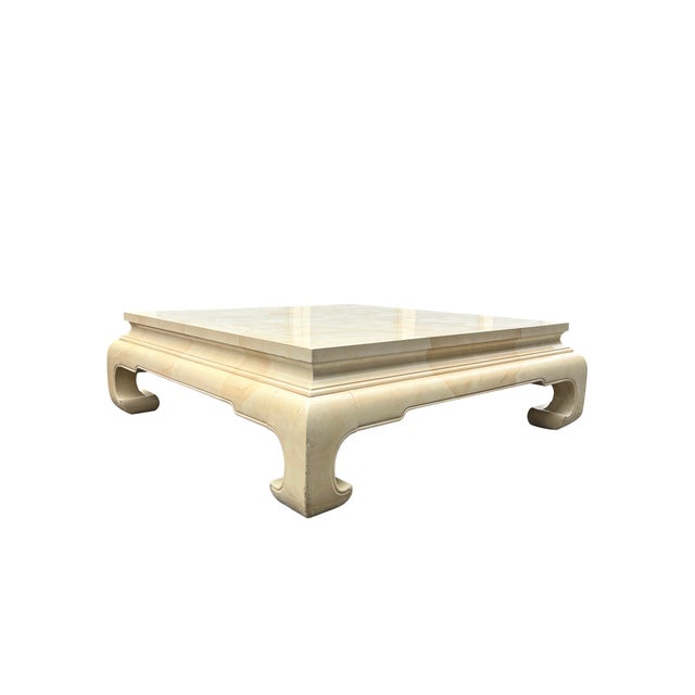 Vintage Henredon Faux Goatskin Coffee Table Decorative Modern Design Large Low Table For Sale In New York - Image 6 of 10