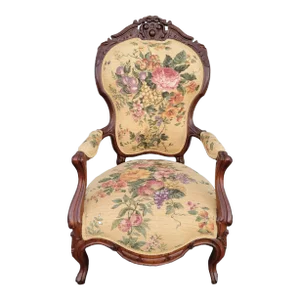 19th Century Victorian Walnut American Chair-Antique Living Room Armchair