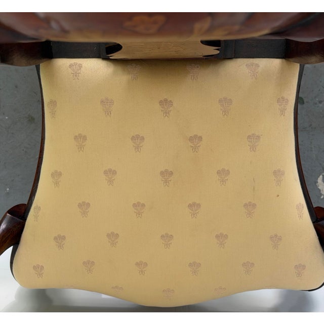 Antique Dutch Marquetry Mahogany Open Armchair With Bird & Floral Inlay, Late 19th Century For Sale - Image 12 of 12