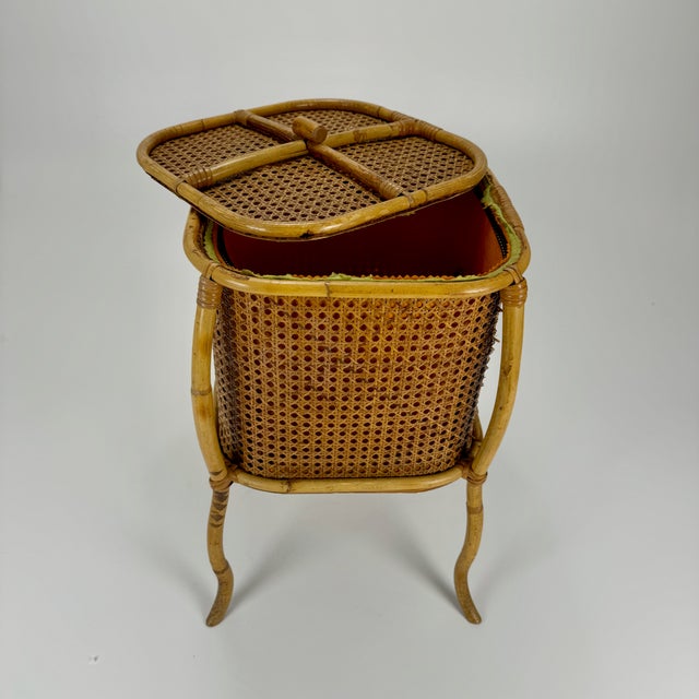 Mid-Century Bamboo and Wicker Storage Box, Italy, 1960s For Sale - Image 6 of 8