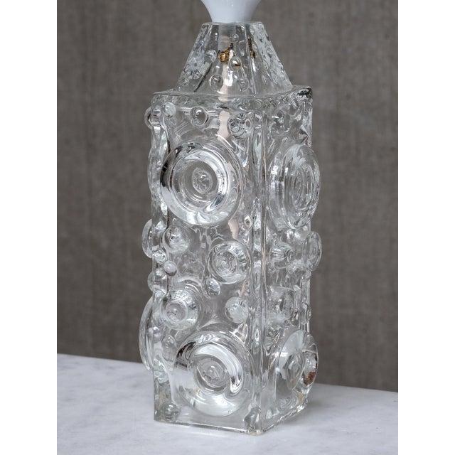 Glass Bubble Glass Table Lamp with Silk Shade by Josef Schott for Smålandshyttan, Sweden, 1960s For Sale - Image 7 of 13