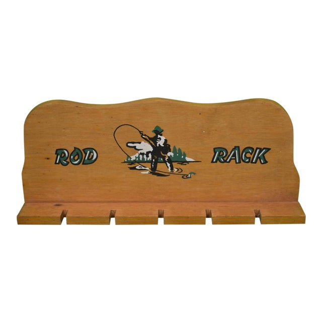 1950s Adirondack Wooden Fly Fishing Rod Rack Chairish
