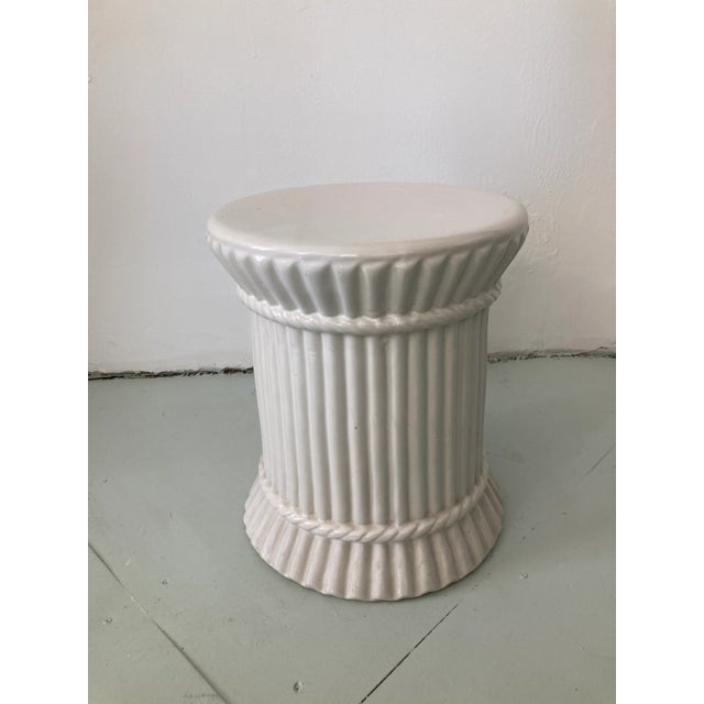 White Glazed Ceramic Garden Seat For Sale - Image 10 of 10