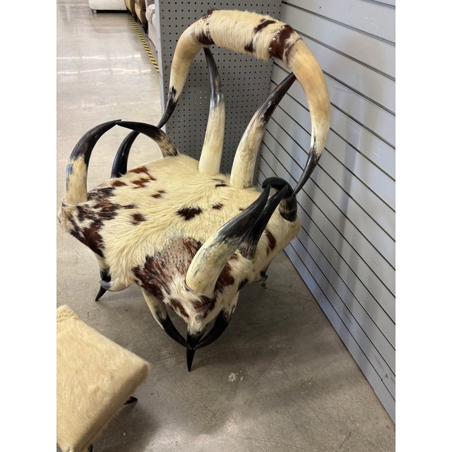 1970s 1970s Handcrafted Western Style Chair and Ottoman For Sale - Image 5 of 6