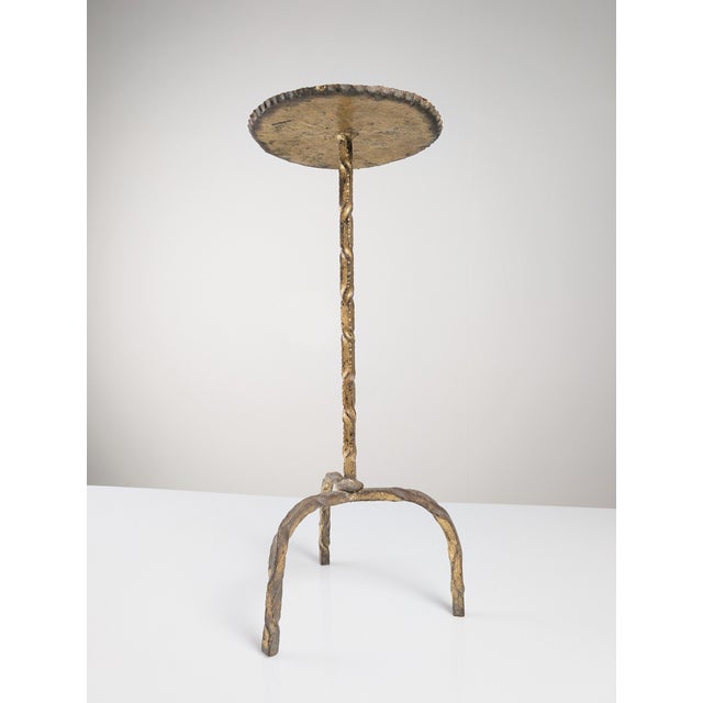 Mid-Century Modern Mid-Century Modern Side Table for Drinks in Gilded Wrought Iron and Glass, Spain, 1950s For Sale - Image 3 of 12