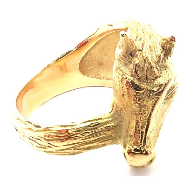 Vintage Hermes 18K Yellow Gold Horse Band Ring, size 4.75 For Sale - Image 4 of 10
