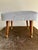 Mid-Century Modern Mid-Century Modern Tapered Walnut and Brass Footstool Ottoman in Textured Gray Tweed For Sale - Image 3 of 14