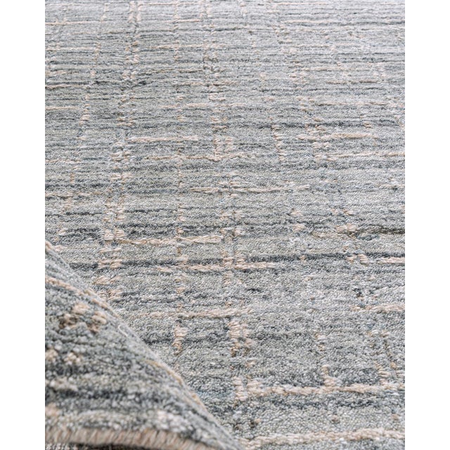 Blue Simplicity Comfort Blue Beige Hand Loomed Rug 12ft 1in X 14ft 11in For Sale - Image 8 of 8
