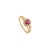 Art Nouveau Vintage Inspired Round Ruby & Diamond Halo Ring Size 5.5 in 14k Yellow Gold For Sale - Image 3 of 14