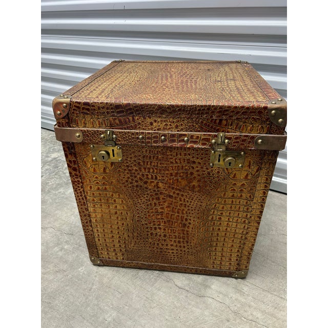 Gorgeous 20th century English leather faux crocodile trunk.