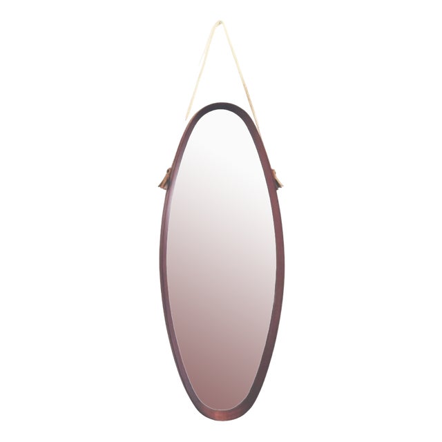 Mid-Century Scandinavian Oval Mirror, 1960s For Sale