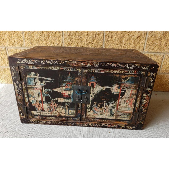 Black Early 19th Century Chinese Black Wooden Cabinets - Set of 2 For Sale - Image 8 of 11