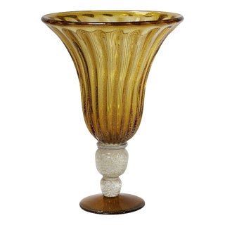 Italian Handmade Amber Murano Glass Vase, 2000 For Sale