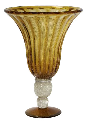 Italian Handmade Amber Murano Glass Vase, 2000