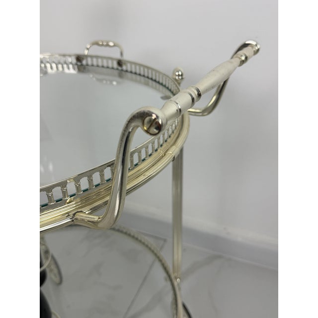 Mid-Century Circular Chrome-Plated Brass Bar Cart, 1960s For Sale - Image 10 of 12