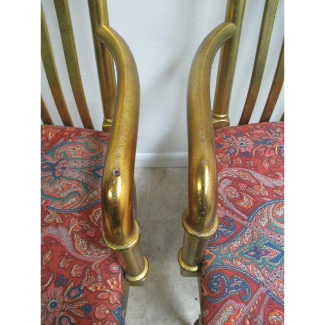 Textile Drexel Gold Regency Decorator Arm Chairs - a Pair For Sale - Image 7 of 9