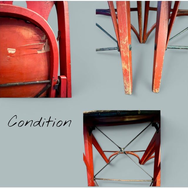 Pair 1920s-30s Rastetter Solid Kumfort Folding Chairs-Art Deco-Antique-Red Wood For Sale - Image 9 of 12