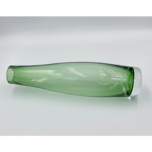 Villeroy & Boch Villeroy & Boch Green Optic Ribbed Tapered Fluted Glass Bud Vase For Sale - Image 4 of 8