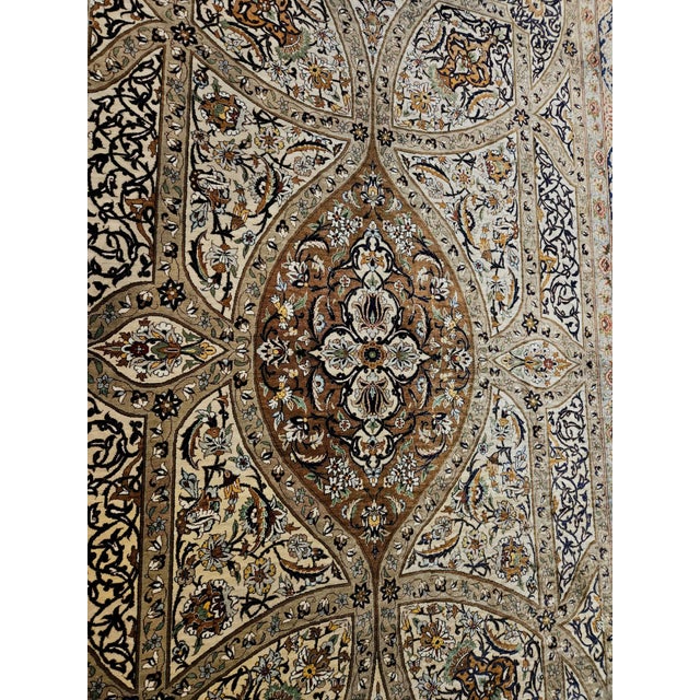 Precious Qum Rug in Pure Silk Signed by Master Weaver Montazeri, 1980s For Sale - Image 11 of 13