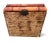 Vintage woven bamboo and rattan handles basket with braided bamboo trim with a woven inlay.