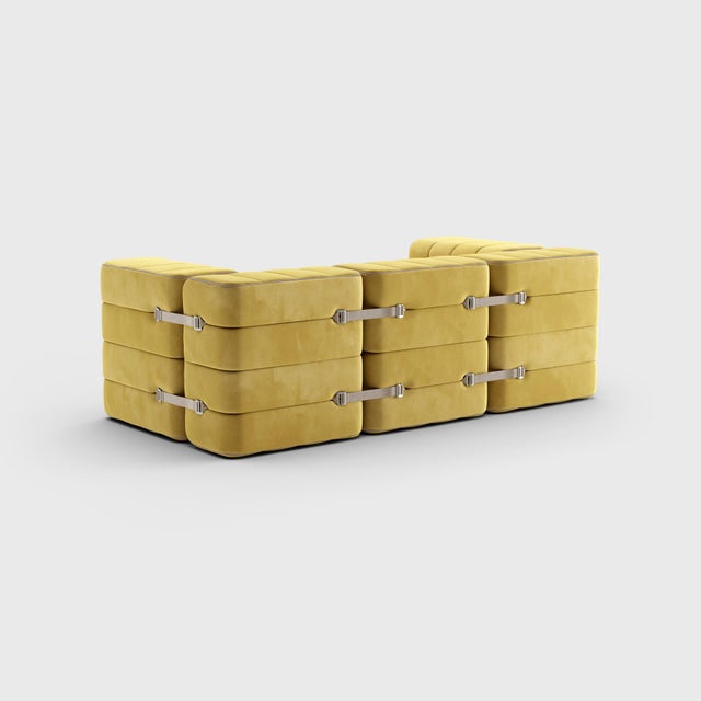 Metal Modular Two-Seater Sofa with Armrests in Barcelona Fabric by Ambivalenz, Set of 7 For Sale - Image 7 of 18