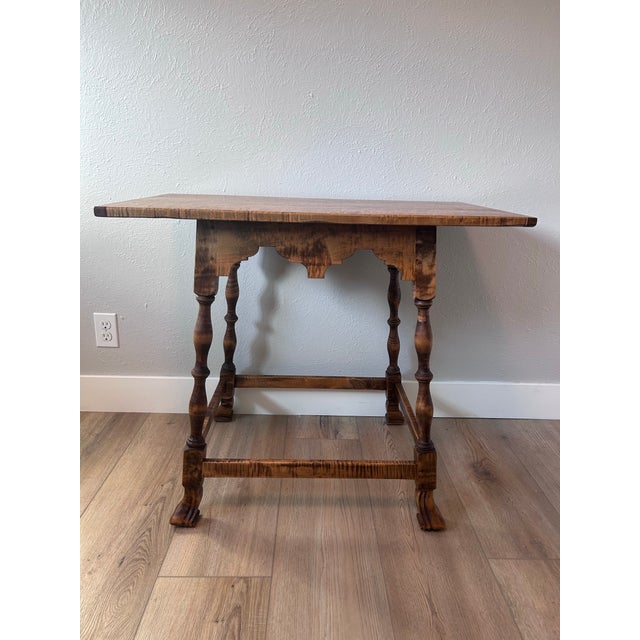 D. R. Dimes Tiger Maple Tavern Side Table For Sale In Denver - Image 6 of 11
