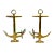 Pair of Vintage Brass Boat Anchor Andirons, Circa 1940s For Sale