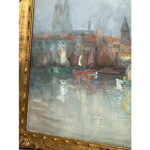 Alexandre Macette, Harbour Landscape, Watercolor, Framed For Sale - Image 3 of 8