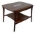 John Stuart Inc. Walnut Two-Tier End Table — Enamel Inlay Top, Splayed Legs, 1960s For Sale