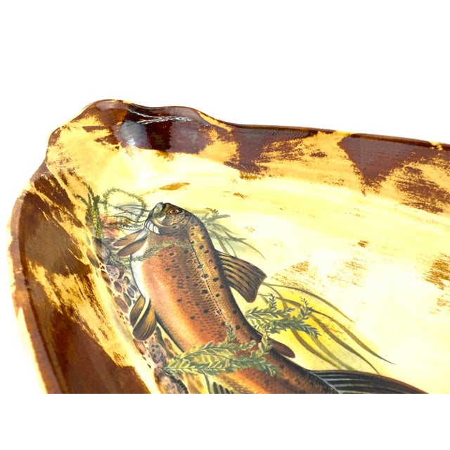 Ceramic Vintage Robert Gordon Australia “Trout” Hand-Painted Oval Ceramic Platter For Sale - Image 7 of 14