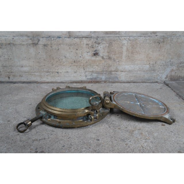 Early 20th Century Solid Brass Ships Porthole Window Nautical Maritime For Sale - Image 4 of 13