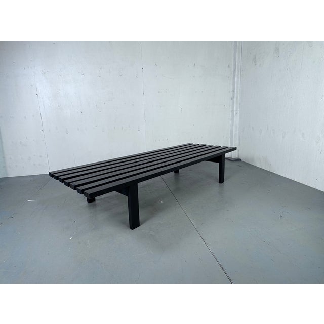 Mid-Century Modern Mid-Century Modern Japandi Black Slat Bench Coffee Table by Martin Visser for T Spectrum, 1960s For Sale - Image 3 of 13
