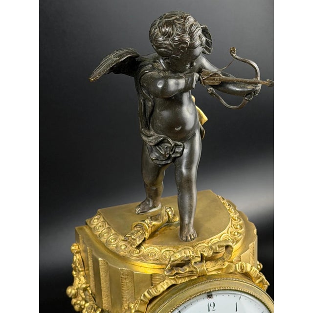 Louis XVI French Gilt Bronze Mantel Clock with Cupid For Sale - Image 6 of 16