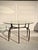 Made Goods Sculptural Antique Bronzed Iron Legs Round 48” Glass Top Cyrano Dining Table by Made Goods For Sale - Image 4 of 11