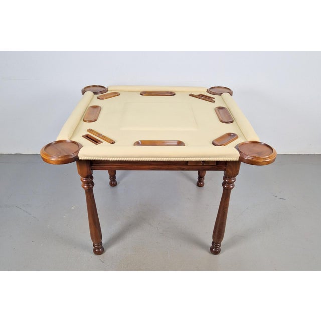 Game Table in Walnut and Leather from Valenti, Spain, 1970s For Sale - Image 6 of 18
