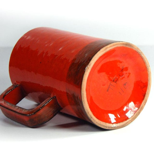 Ceramic Italian Orange and Red Ceramic Mug from Keramos di Ghigo, 1960s For Sale - Image 7 of 9