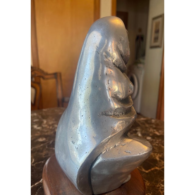 Pewter Sculpture of Seated Woman in Her Wrap For Sale - Image 4 of 5
