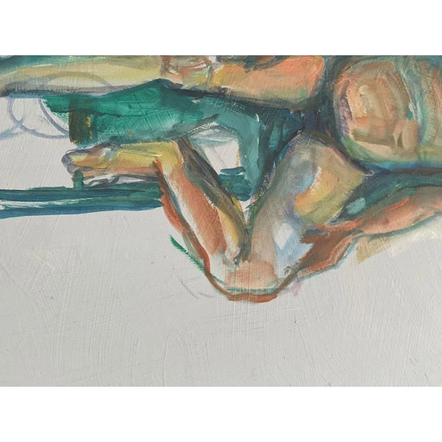 Vintage Abstract Nude Woman Figure Drawing on Board For Sale - Image 4 of 6