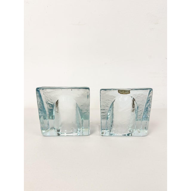 Blenko Blenko Arched Curved Translucent Glass Bookends Vintage Art Glass Pair For Sale - Image 4 of 6