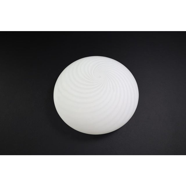 Glass Large Murano Swirl Glass Ceiling Light attributed to Vm-Vetri, Italy, 1970s For Sale - Image 7 of 17